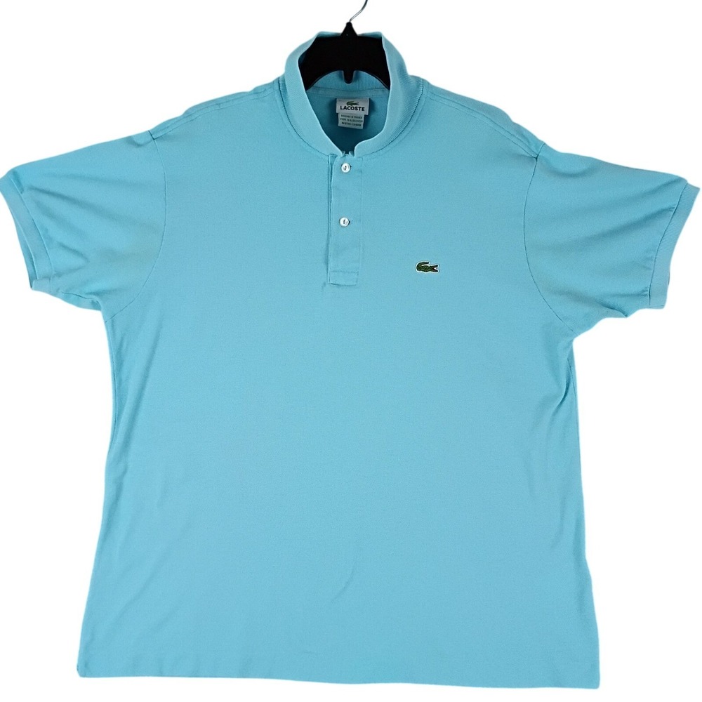 Lacoste‎ Polo Shirt Mens 7 XL Light Baby Blue Short Sleeve Knit Cotton Preppy